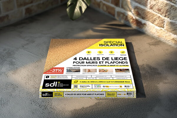 SDL - 4 Dalles liège 500x500mm epaisseur 8mm - large