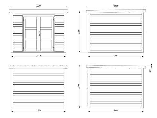 WHITE WOOD - Abri de jardin Lya 1 en bois naturel ép.28 mm - White Wood - 8.8m² - large