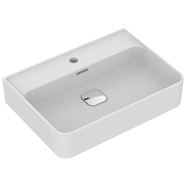IDEAL STANDARD - Ideal Standard Strada II Lavabo 600x430 mm blanc, 1 trou de robinet, couvercle de vidage en porcelaine inclus, non meulé (T300001) - large