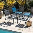 OVIALA - Lot 2 fauteuils relax avec repose-pieds métal gris et bleu pacific - Palavas - vignette