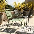 OVIALA - Lot 2 fauteuils relax avec repose-pieds métal gris et vert cactus - Palavas - vignette