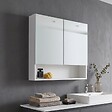 KIAMAMI VALENTINA - Miroir De Rangement Blanc Avec Deux Portes Et Un Compartiment Ouvert 62Cm - vignette