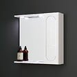 KIAMAMI VALENTINA - Miroir De Salle De Bain Blanc De 58 Cm, Armoire Murale Avec Porte En Aluminium Et Spots À Led - vignette