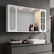 KIAMAMI VALENTINA - Container Salle De Bain Miroir 92Cm 2 Meubles Muraux Avec Porte Miroir Et Lumière Led - vignette