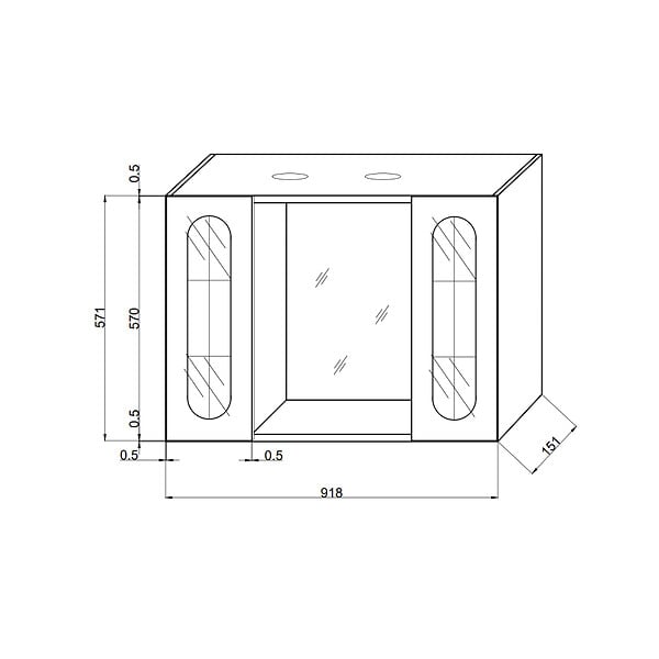KIAMAMI VALENTINA - Container Salle De Bain Miroir 92Cm 2 Meubles Muraux Avec Porte Miroir Et Lumière Led - large