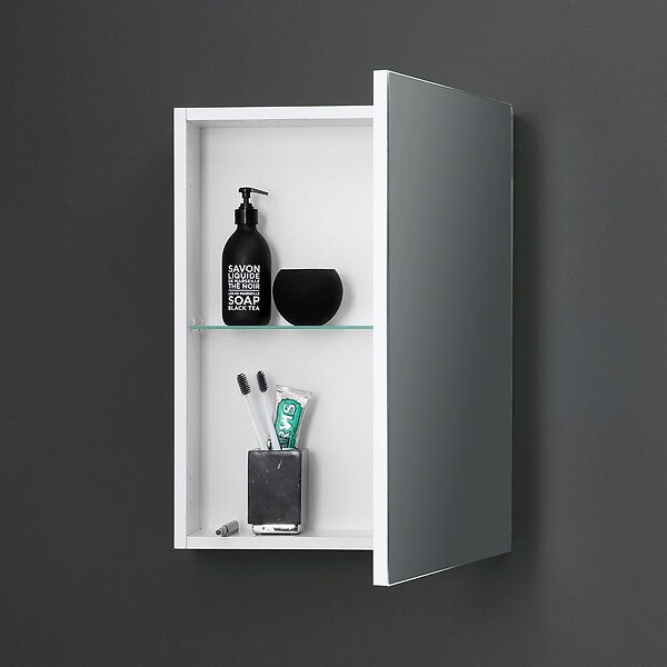 KIAMAMI VALENTINA - Miroir De Rangement Pour Salle De Bain Avec Une Porte Blanc 45 Cm - large