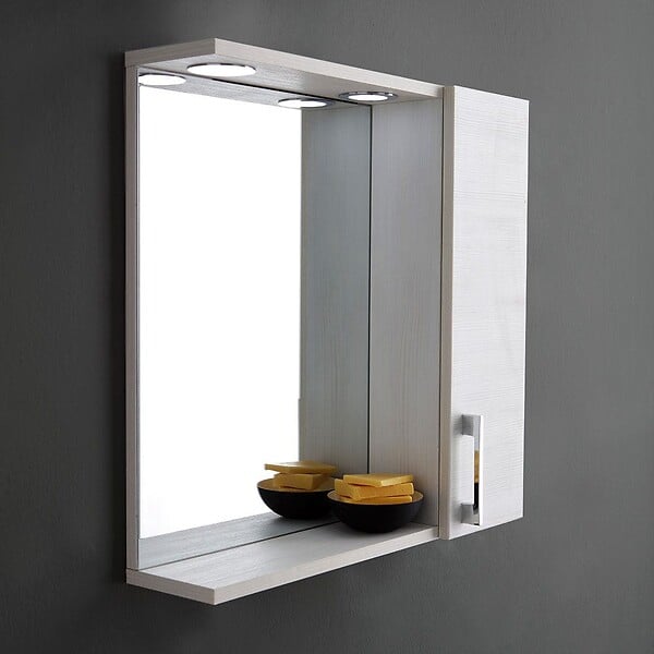 KIAMAMI VALENTINA - Miroir De Salle De Bains En Chêne Blanc Avec Éclairage Led - large