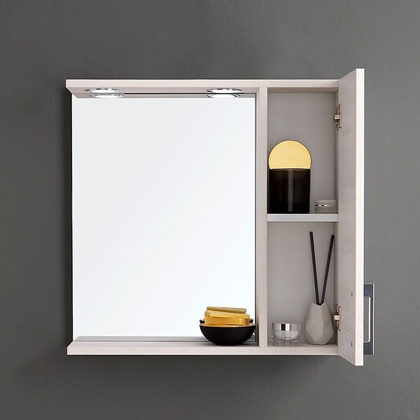 KIAMAMI VALENTINA - Miroir De Salle De Bains En Chêne Blanc Avec Éclairage Led - large