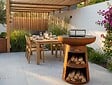 PURLINE - Barbecue rond avec plaque d'acier ronde et grille - vignette
