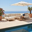 OVIALA - Salon de jardin bas modulable rayé 5 places beige - Patio - vignette