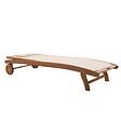 OVIALA - Lot de 2 bains de soleil en bois inclinable avec roues écru - Aubagne - vignette