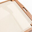 OVIALA - Lot de 2 bains de soleil en bois inclinable avec roues écru - Aubagne - vignette