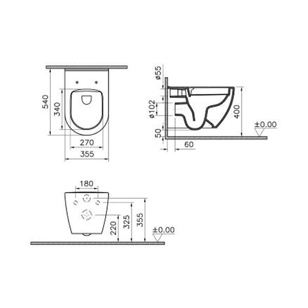 VITRA - Pack cuvette suspendue Carene Mia Round sans bride abattant slim - VITRA - 7510B003-6319 - large