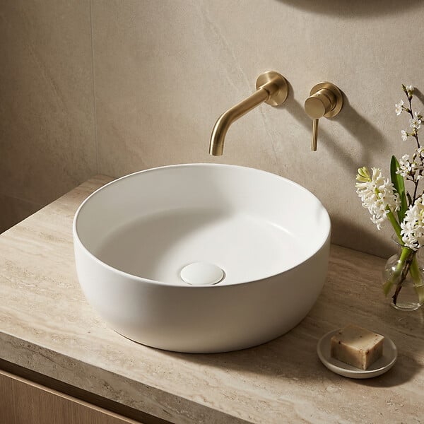 SWISS AQUA TECHNOLOGIES - Set vasque à poser 39x39x12cm sans trop-plein + bonde à écoulement libre Infinitio blanc SetSATINF-blanc - large