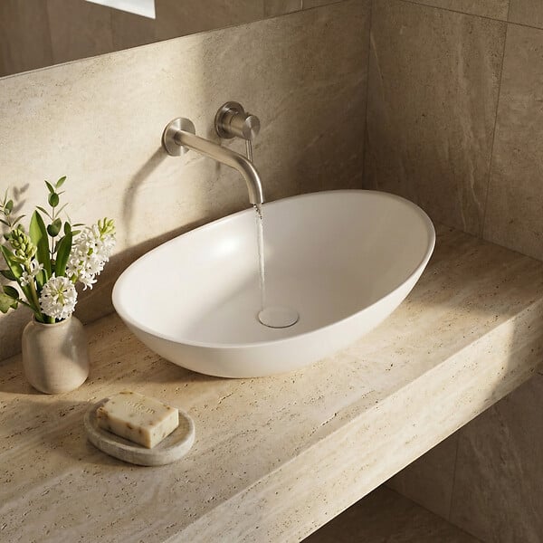 SWISS AQUA TECHNOLOGIES - Infinitio Vasque à poser 61,5 x 36 x 15,5 cm, sans trop-plein, Blanc mat (SATINF61536M) - large