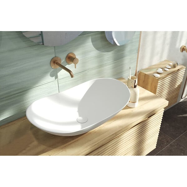 SWISS AQUA TECHNOLOGIES - Infinitio Vasque à poser 61,5 x 36 x 15,5 cm, sans trop-plein, Blanc mat (SATINF61536M) - large