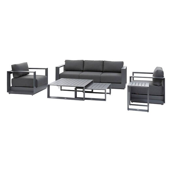 HESPERIDE - Salon de jardin rotatif ALLURE Graphite, 5 places - large