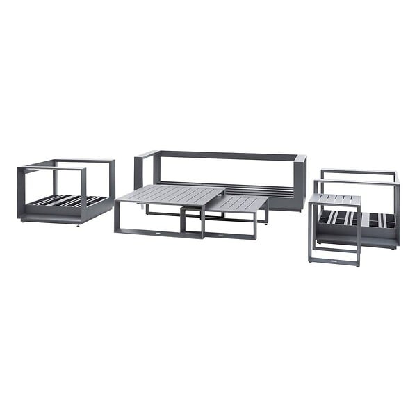HESPERIDE - Salon de jardin rotatif ALLURE Graphite, 5 places - large