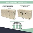 ATOLE - Abri poubelle - Cache poubelle Triple en Aluminium thermolaqué 3x120 Litres - Crème - vignette