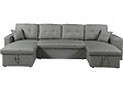 HABITAT ET JARDIN - Canapé d'angle panoramique convertible en tissu "Axel" - 4 places - Gris - vignette