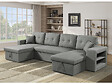 HABITAT ET JARDIN - Canapé d'angle panoramique convertible en tissu "Axel" - 4 places - Gris - vignette