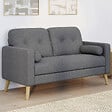 ID MARKET - Canapé droit scandinave 2 places CLAIRE en tissu gris anthracite - vignette