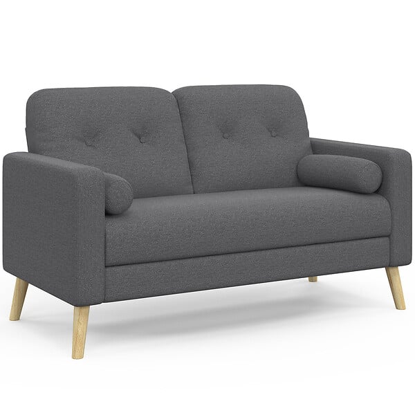 ID MARKET - Canapé droit scandinave 2 places CLAIRE en tissu gris anthracite - large