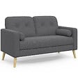 ID MARKET - Canapé droit scandinave 2 places CLAIRE en tissu gris anthracite - vignette