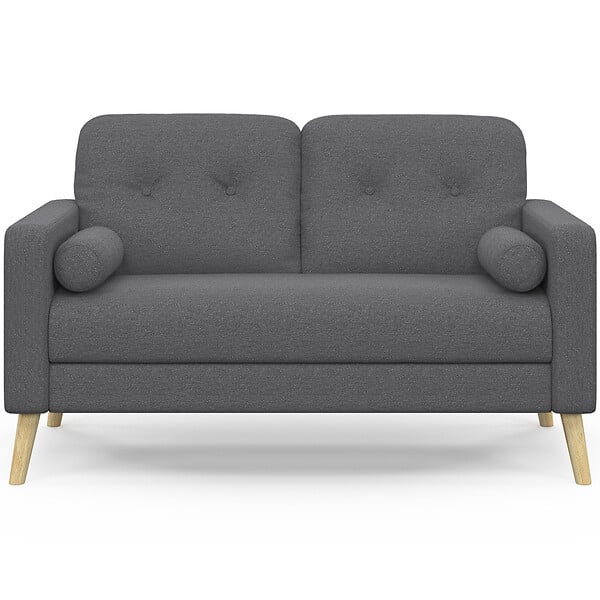 ID MARKET - Canapé droit scandinave 2 places CLAIRE en tissu gris anthracite - large