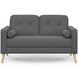 ID MARKET - Canapé droit scandinave 2 places CLAIRE en tissu gris anthracite - vignette