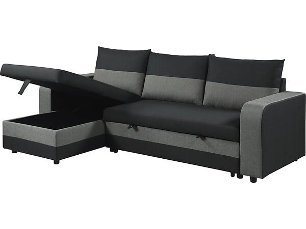 HABITAT ET JARDIN - Canapé d'angle réversible/convertible en tissu "Victor" - 3 places - Noir - large