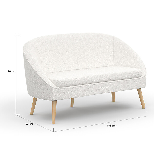 ID MARKET - Canapé banquette SONIA en tissu bouclette blanc - large