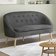 ID MARKET - Canapé banquette SONIA en velours gris - vignette