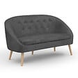 ID MARKET - Canapé banquette SONIA en velours gris - vignette