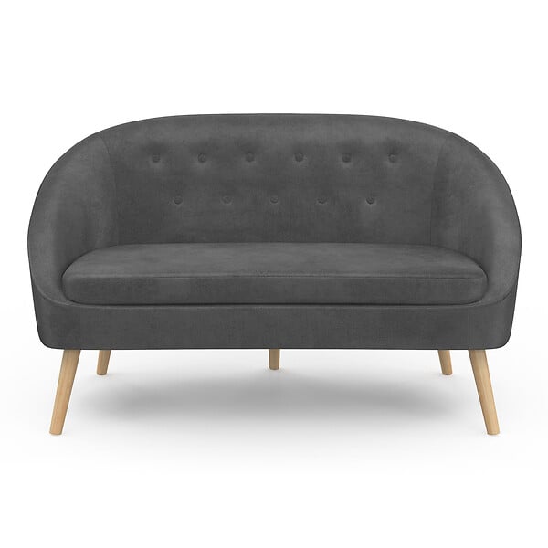 ID MARKET - Canapé banquette SONIA en velours gris - large
