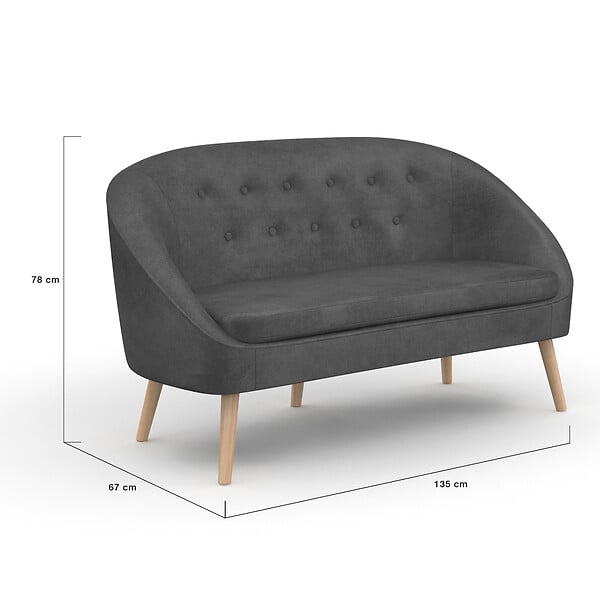 ID MARKET - Canapé banquette SONIA en velours gris - large