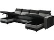 HABITAT ET JARDIN - Canapé d'angle panoramique convertible en tissu "Victor" - 4 places - Noir - vignette