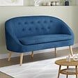 ID MARKET - Canapé banquette SONIA en velours bleu - vignette