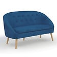 ID MARKET - Canapé banquette SONIA en velours bleu - vignette