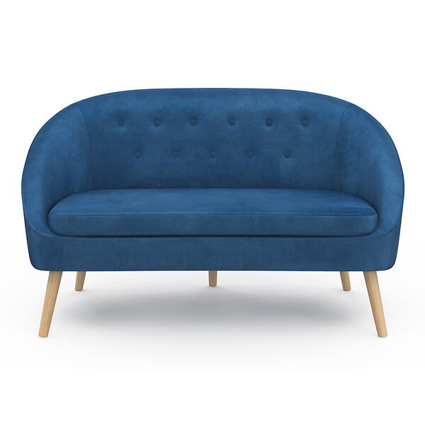 ID MARKET - Canapé banquette SONIA en velours bleu - large