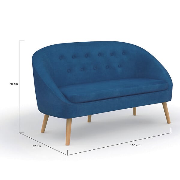 ID MARKET - Canapé banquette SONIA en velours bleu - large
