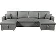 HABITAT ET JARDIN - Canapé d'angle panoramique convertible en tissu "Alain" - 4 places - Gris - vignette