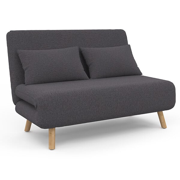 ID MARKET - Canapé convertible ROMEO lit d'appoint 2 places 120 x 190 cm tissu gris anthracite - large