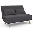 ID MARKET - Canapé convertible ROMEO lit d'appoint 2 places 120 x 190 cm tissu gris anthracite - vignette