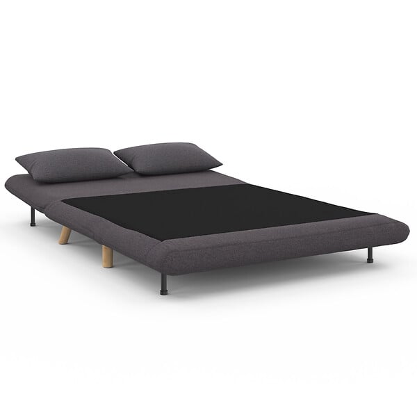 ID MARKET - Canapé convertible ROMEO lit d'appoint 2 places 120 x 190 cm tissu gris anthracite - large