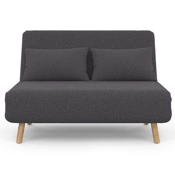 ID MARKET - Canapé convertible ROMEO lit d'appoint 2 places 120 x 190 cm tissu gris anthracite - large