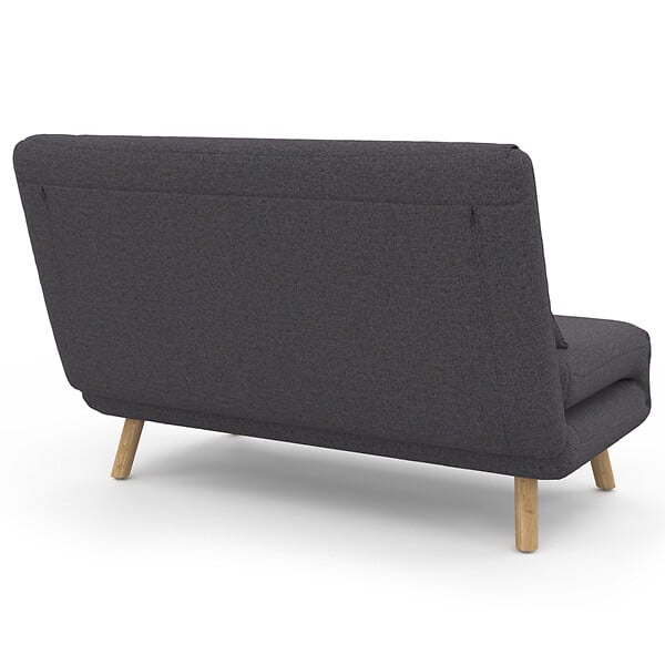 ID MARKET - Canapé convertible ROMEO lit d'appoint 2 places 120 x 190 cm tissu gris anthracite - large