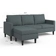 ID MARKET - Canapé d'angle réversible 3 places MARIUS 200 cm en tissu gris anthracite - vignette