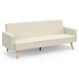 ID MARKET - Canapé droit scandinave 3 places convertible LARS en velours côtelé beige - vignette