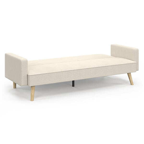 ID MARKET - Canapé droit scandinave 3 places convertible LARS en velours côtelé beige - large
